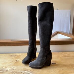 THE ORIGINAL CAR SHOE SUEDE BOOTS TALL PLATFORM WEDGE LUXURY DESIGNER 36 US 6
